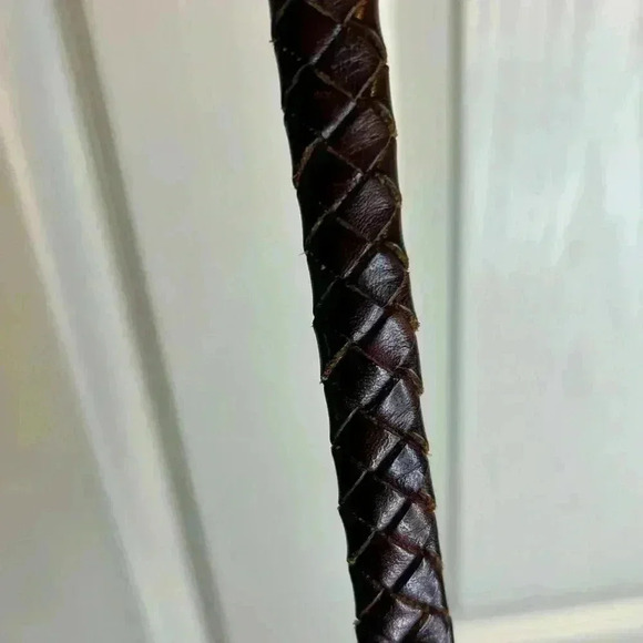 “LA Martina” Men’s Skinny Leather Braided Belt w/ Brass Hardware Size XL - Picture 4 of 10